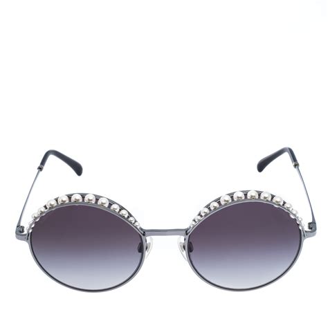 chanel round pearl sunglasses